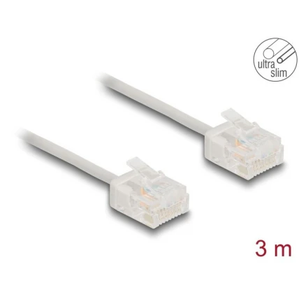 Ethernetkaapeli RJ45 Cat.6 UTP Ultra Slim, lyhyt liitin, harmaa 3,0 m