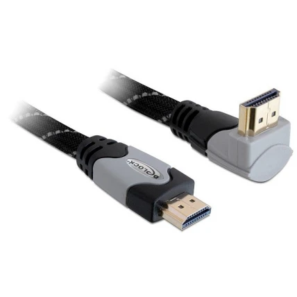 Delock High Speed HDMI kaapeli kulmalla harmaa 2m 4K 30Hz