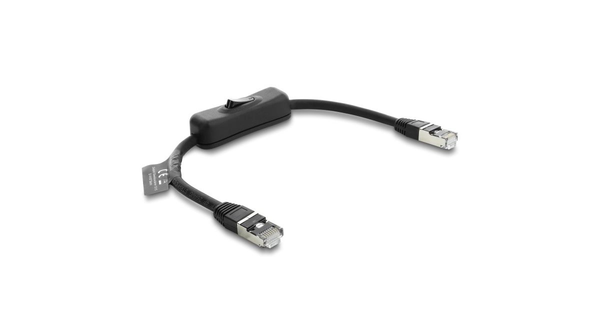 Delock RJ45 Cat.6 F/UTP On/Off kytkimellä 0.3 m | Triosoft Oy