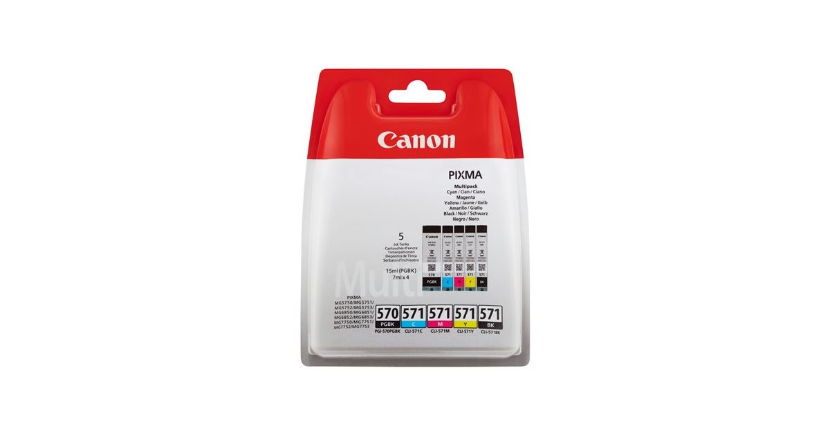 Canon Tintenpatronen Multipack CLI‑571 (Cyan, Magenta, Gelb, Schwarz) – Für PIXMA TS‑/TR‑Serien