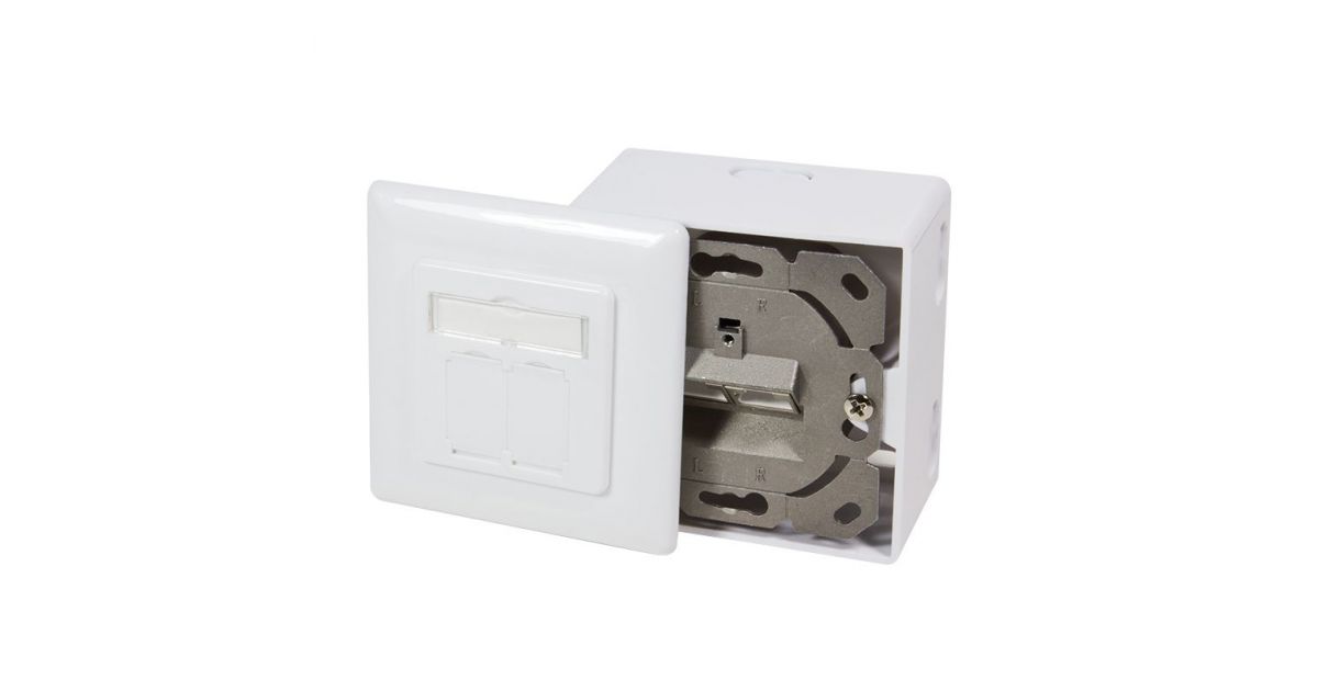 Cat.6 pistorasia 2 x RJ45 suojattu, backbox, signaali valkoinen ...