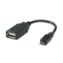 USB 2.0 OTG kaapeli, USB A-naaras - micro B-uros 0.15 m