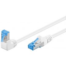 Ethernetkaapeli CAT 6A 1x 90 ° kulmalla, S / FTP (PiMF), 0,50m valkoinen