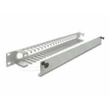 19" 1U kaapelinhallintareitityspaneeli, jossa aukko ja reunasuoja, harmaa