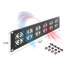Delock 19″ 2U paneeli 6 tuulettimelle 60 x 60 mm tummanharmaa