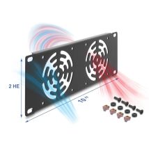 Delock 10″ 2U paneeli kahdelle tuulettimelle 80 x 80 mm tummanharmaa