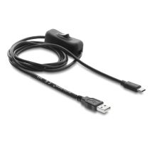 Delock USB-virtakaapeli A-C uros - uros, kytkimellä, 1,5 m