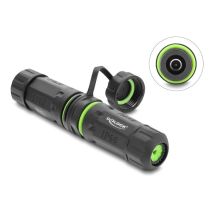 Delock jatkoliitin DC 5.5 x 2.1 mm naaras - naaras, M20 x 1.5 mm kierre ja suojakorkki, yhteensopiva Starlink IP68