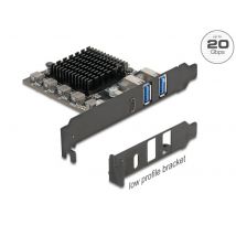 Delock PCIE x4 kortti - 1 x USB Type-C 20 Gbps + 2 x Type-A 10 Gbps