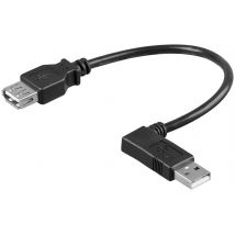USB 2.0 A-A, uros/naaras 0.15 m jatkokaapeli 90° kulmalla