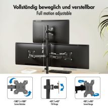 Kolmen näytön teline, 17–27", 10 kg vartta kohden, varren pituus: 376 mm/varsi