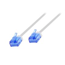 Ethernetkaapeli RJ45 Cat.6A UTP Ultra Slim, lyhyt liitin, pakkaukseton, valkoinen 5,0 m