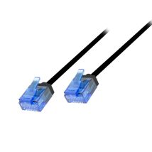 Ethernetkaapeli RJ45 Cat.6A UTP Ultra Slim, lyhyt liitin, ilman pakkausta, musta 0,3 m