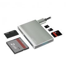 USB 3.2 Gen1, 5-in-1-kortinlukija SD-, microSD-, MS-, CF ja M2