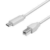USB 2.0 Type-C -kaapeli, C/uros–USB-B/uros, harmaa, 2 m