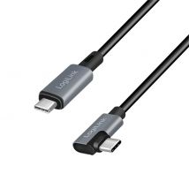 USB 2.0 -kaapeli, USB-C / uros (90°) - USB-C / uros, musta, 3 m