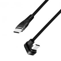 USB 2.0 Type-C -kaapeli, C/uros 180° - USB-C/uros, alu, musta, 1 m