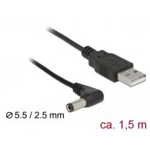 Delock USB > DC 5.5 x 2.5 mm 90° kulmalla 1.5 m