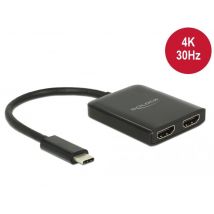 Delock USB-C/Thunderbolt 3 - 2 x HDMI splitteri 4K 30 Hz