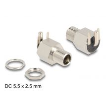 Delock DC 5,5 x 2,5 mm naaras bulkhead juotosversio - kuusikulmio 20 V / 10 A