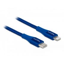Delock Lightning - USB-C USB lataus- ja synkronointikaapeli 2.0m MFi, sininen