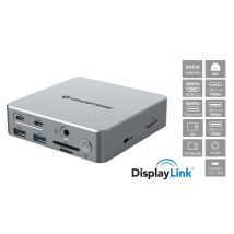 15-in-1 DisplayLink-telakointiasema USB 3.2 Gen 2, kolmen näytön liitäntä