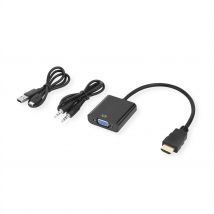 HDMI-uros - VGA/naaras + audio + USB adapteri  1080p, musta, 0,23 m