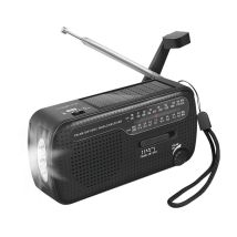 Aurinkokäyttöinen käsikäyttöinen hätäradio, varavirtalähde, LED-hätävalo
