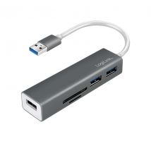 Logilink USB 3.0 3-porttinen hub micro CD/SD kortinlukijalla