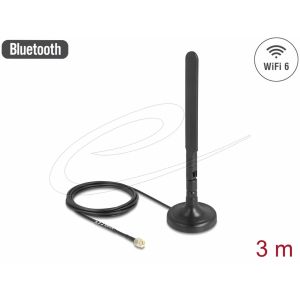 Delock WiFi 6 antenni RP-SMA 3 dBi monisuuntainen, RG-174-kaapeli