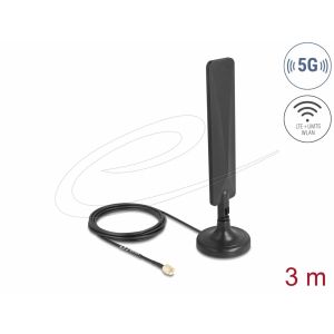 Delock 5G LTE -antenni, SMA-liitin, 3 dBi, monisuuntainen, RG-174-kaapeli, 3 m