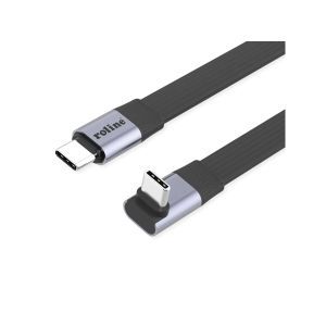 USB4 2.0, litteä, 270° kulma, Emark-liitäntä C–C, M/M, 8K UHD-2, 80Gbit/s, 240W, 0,8 m