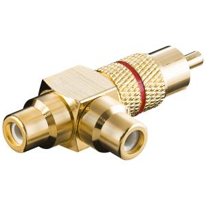 RCA Y -sovitin, uros-2x naaras, gold, punainen