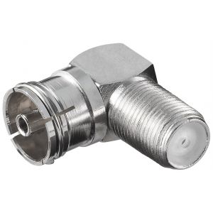 Kulma -adapteri: F -naaras> Koaksiaalinen naaras 90°