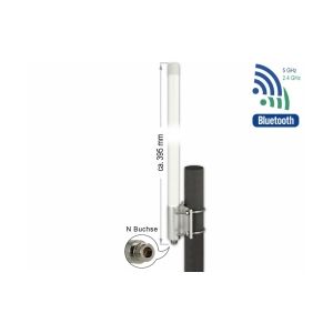 Delock WLAN Dual Band 802.11 ac/ax/a/b/g/n Ulkoantenni N jack 6.2 - 8.0 dBi 39.5 cm omnidirectional