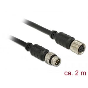 M8 anturi- / laitekaapeli M8 6 Pin uros - M8 6 Pin naaras 28AWG vedenpitävä 2 m