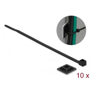 Nippusidekiinnike 28x28mm ja nippusiteet 300x3,4mm musta 10+10 kpl
