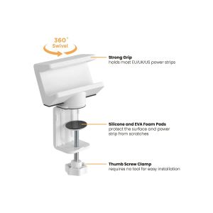 Jatkojohdon pidike, pöytään kiinnitettävä, kääntyy 360°