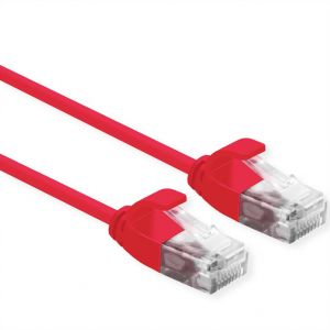 Roline Green Ethernet Cat.6A U/UTP (Class EA) Data Center kaapeli, LSOH, Slim, punainen, 2.0 m