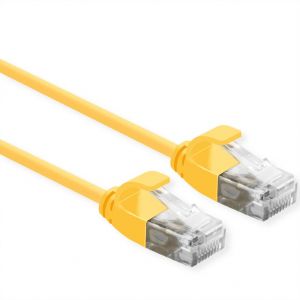 Roline Green Ethernet Cat.6A U/UTP (Class EA) Data Center kaapeli, LSOH, Slim, keltainen, 2.0 m