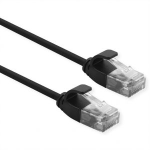 Ethernet Cat.6A U/UTP (Class EA) Data Center kaapeli, LSOH, Slim, musta, 2.0 m