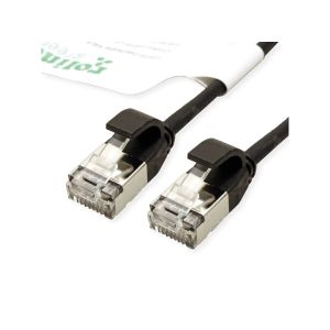 Ethernet Cat.6A U/FTP (Class EA) Data Center kaapeli, LSOH, Slim, musta, 1 m
