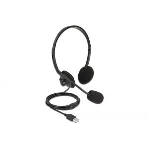 Delock USB stereokuulokkeet, kevyet volumesäädöllä