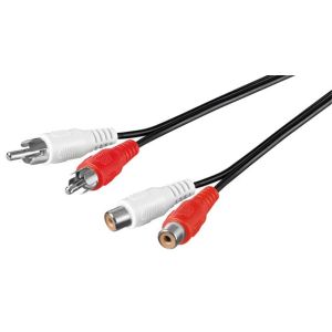 RCA jatkojohto 2 x uros - 2 x naaras 1,5m