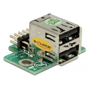 Delock USB Pinheader uros 2 x USB 2.0 naaras - ylöspäin