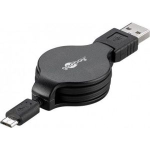 Sisäänkelautuva Micro USB lataus- ja synkronointikaapeli 1m