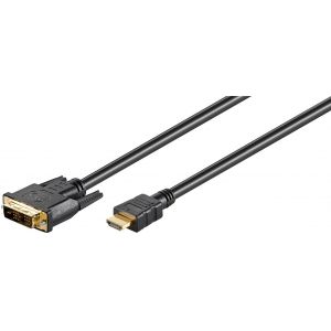 DVI-D-uros Single-Link (18 + 1-nastainen)> HDMI -uros (tyyppi A) kaapeli 3m