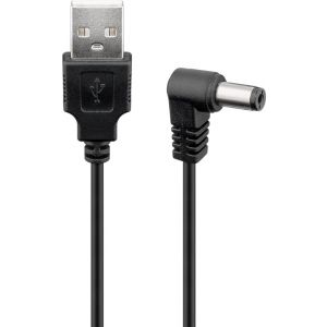 USB - DC 5.5 x 2.5 mm virtakaapeli 0,5m
