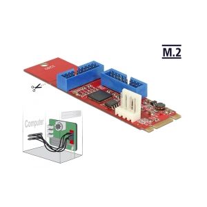 Delock Converter M.2 Key B+M male > 2 x USB 3.0 Pin Header