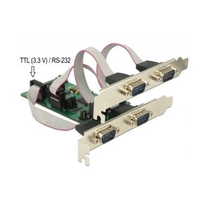 Delock PCI Express Card > 3 x Serial RS-232 + 1 x TTL 3.3 V / RS-232 with voltage supply